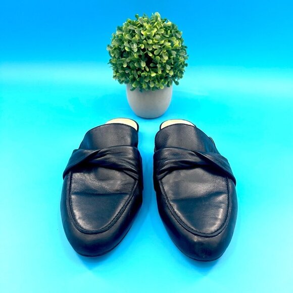 SAKS FIFTH AVENUE FABIA BLACK LEATHER MULE FLATS w/ ORIG. BOX - 10M - Picture 6 of 13